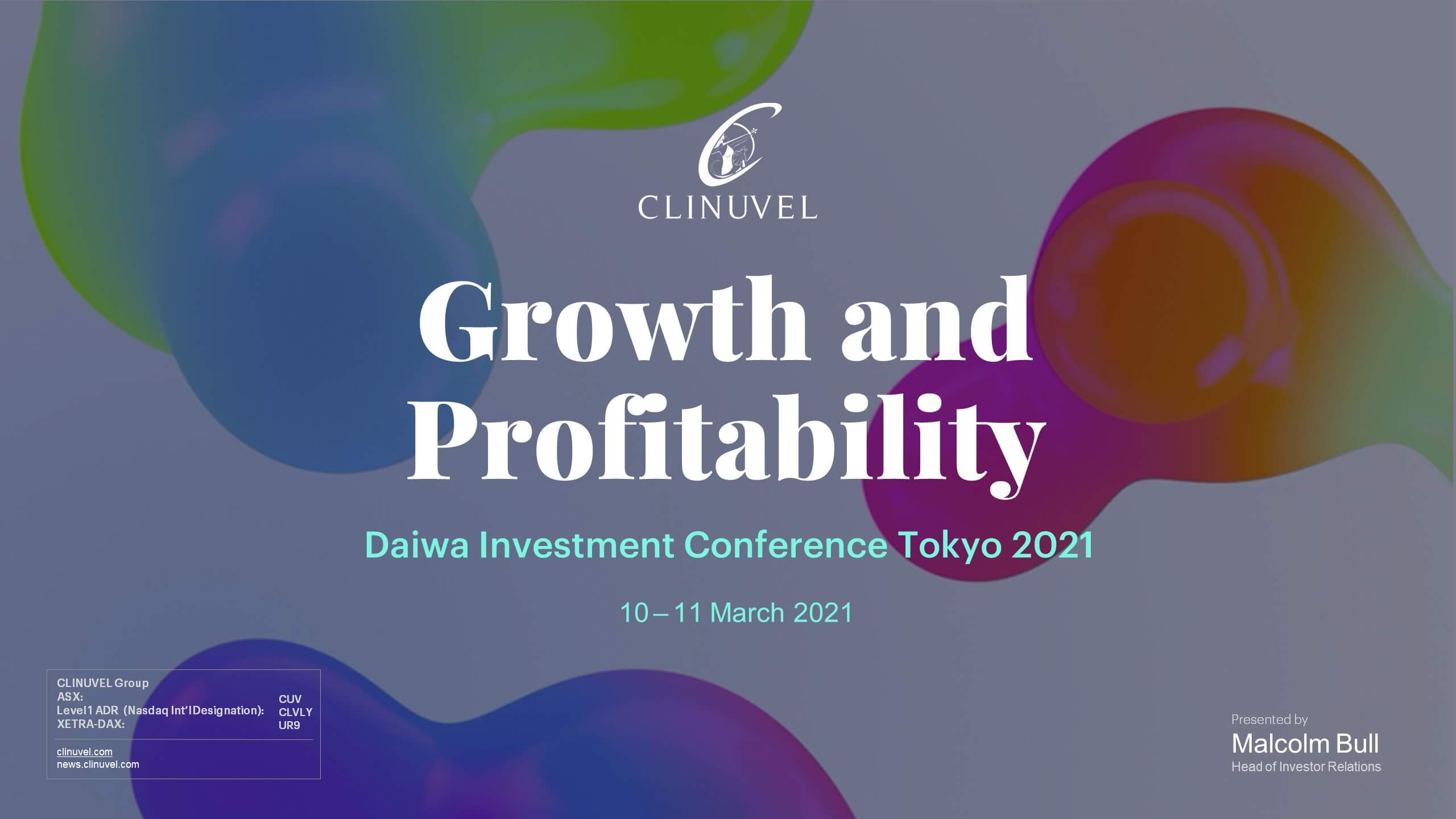 Investor Presentation Daiwa Investment Conference Tokyo 2021 CLINUVEL